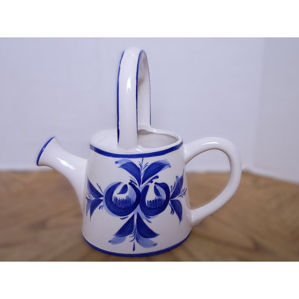 Vintage Fortebraccio Hand-Painted in Blue and White Ceramic Watering Can
